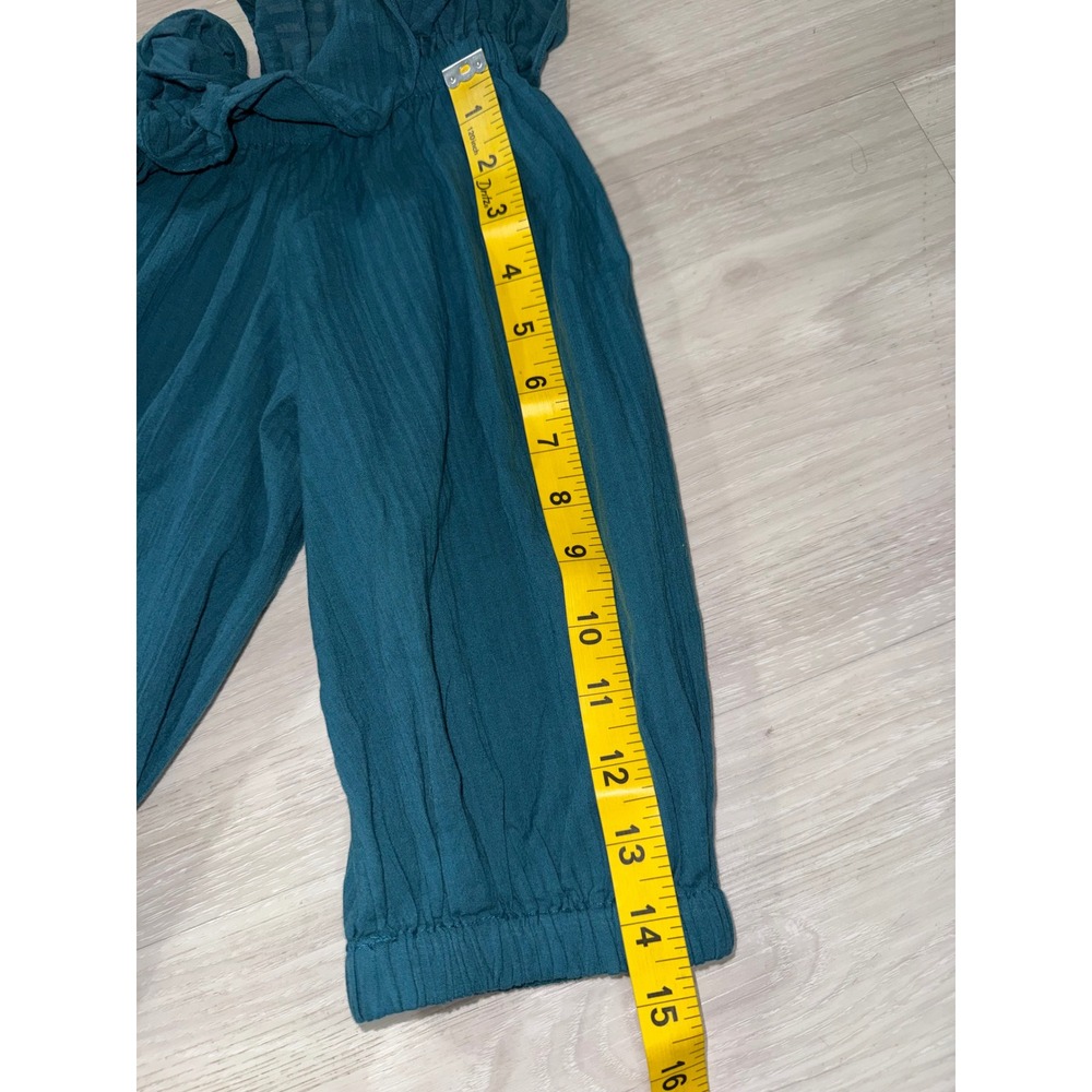 Anthropologie Teal Blue Ruffle Off Shoulder Cotton Gauze Midi Dress Large Boho - Picture 9 of 13
